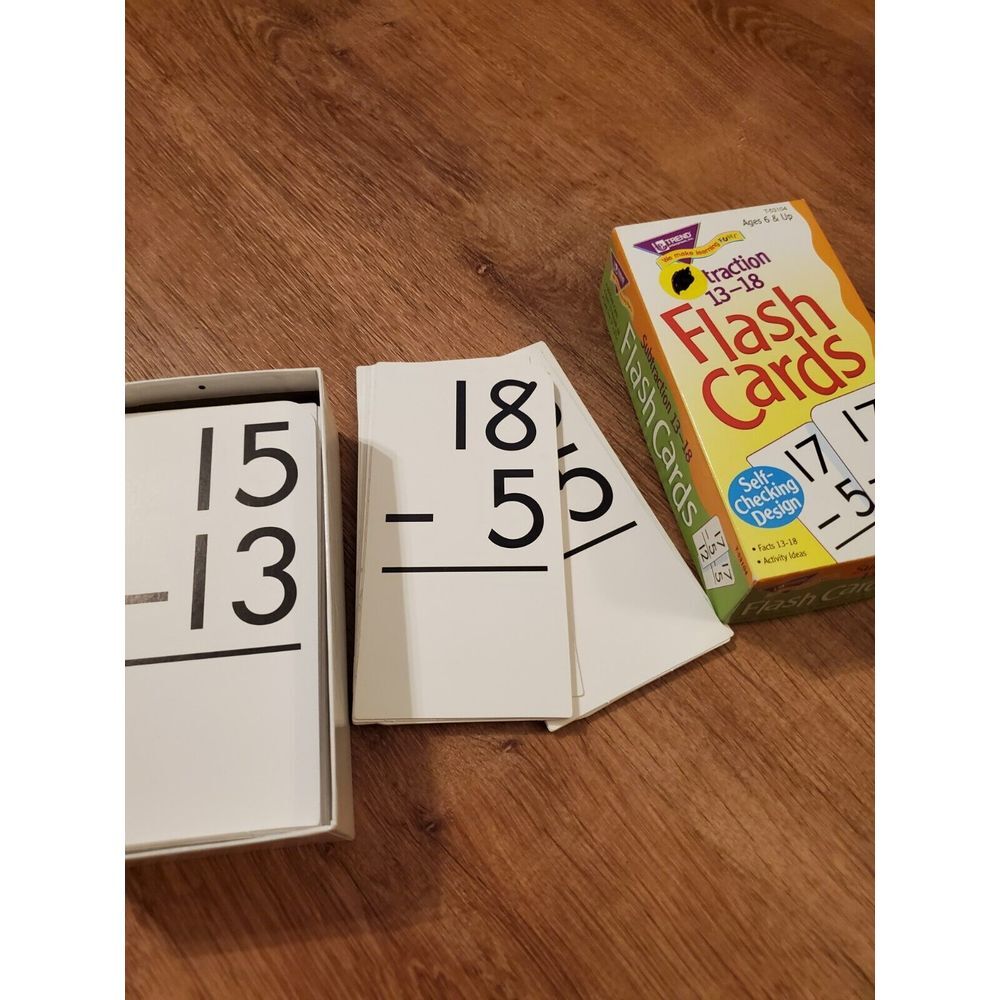 Subtraction Flash Cards Math Activity Homeschool Study Self-Checking 13-18‎